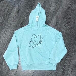 Aqua Hoodie with Butterfly Design